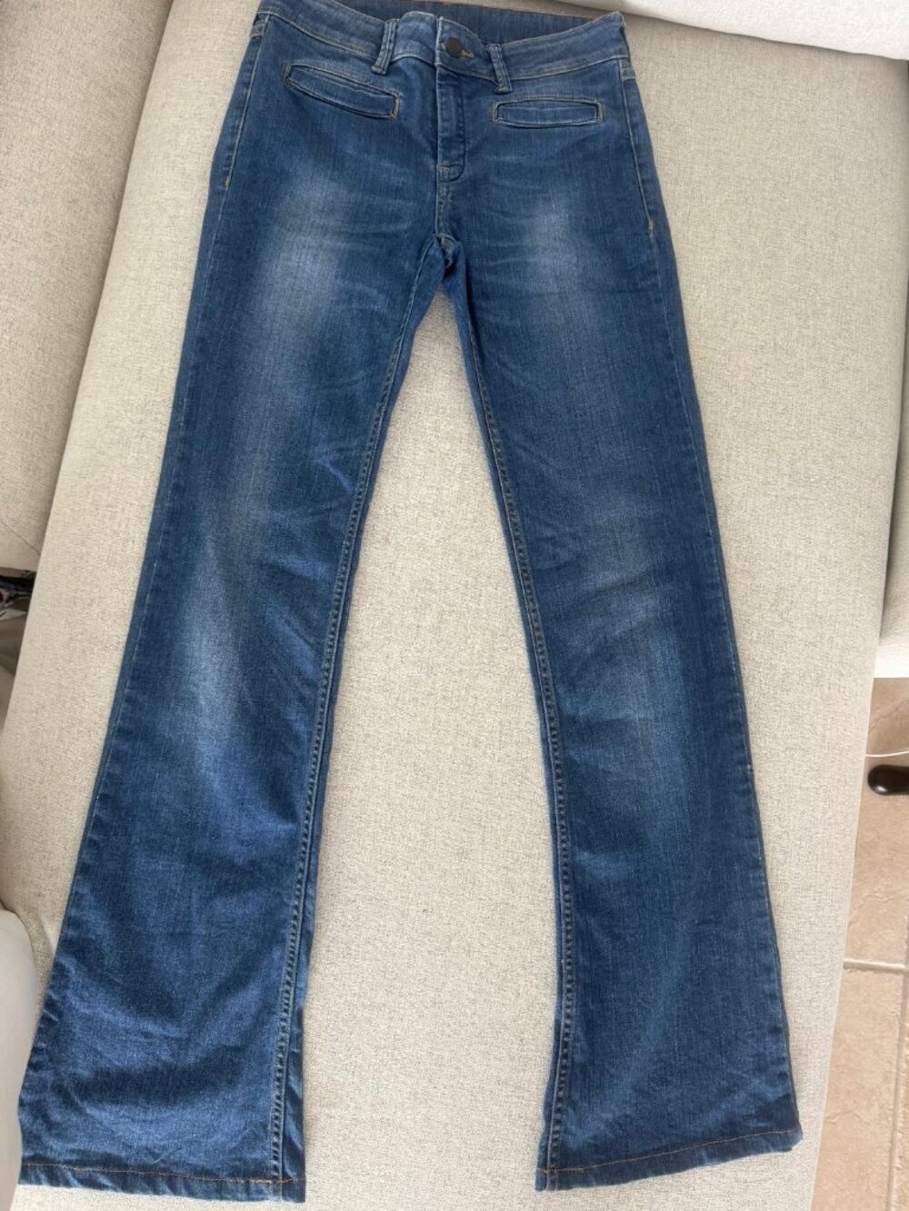 MANGO Flare Bootcut Jeans Medium Wash Front Welt Pockets EUR 38 US 6